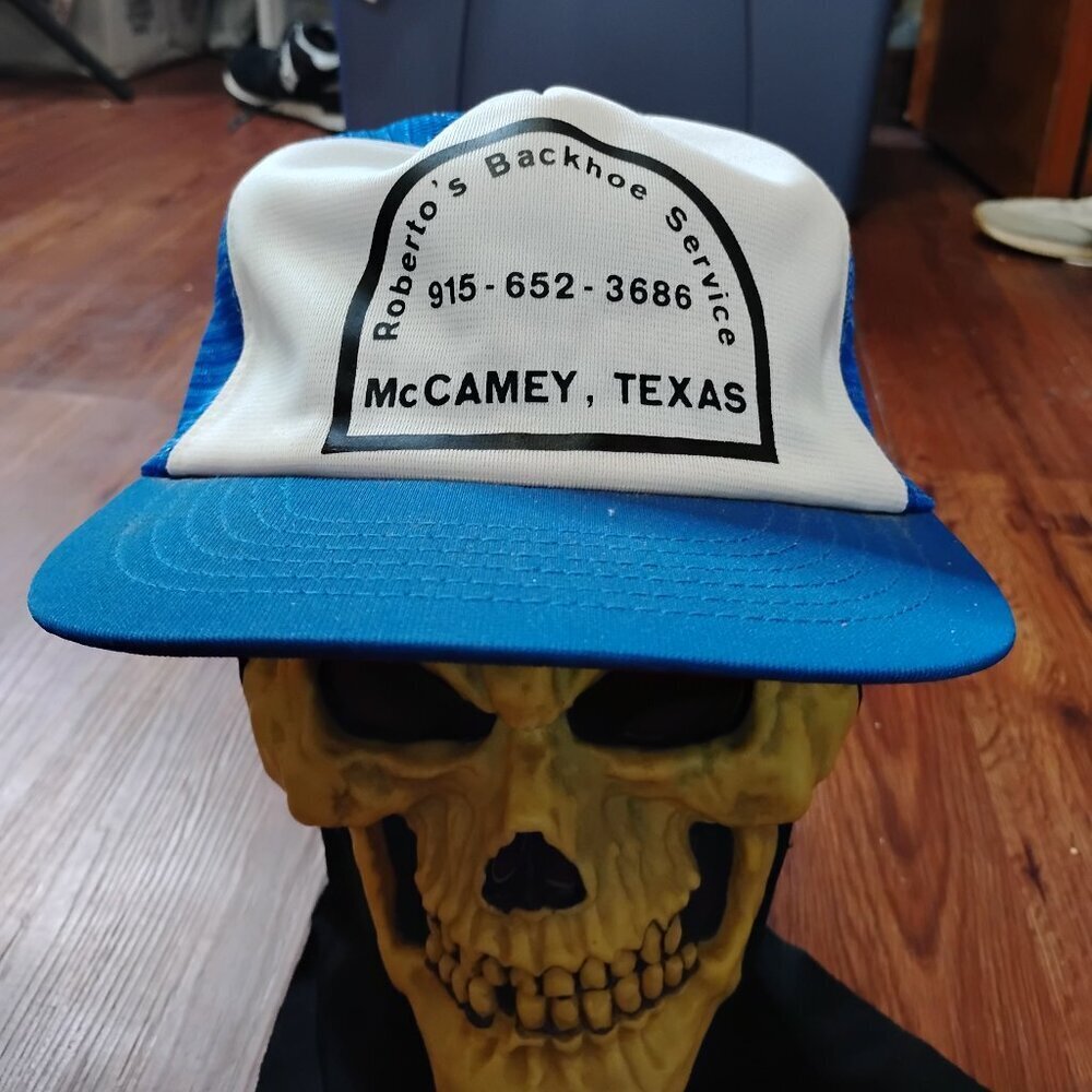 Vintage Roberto's Backhoe Service Texas Snap Trucker Hat Cap